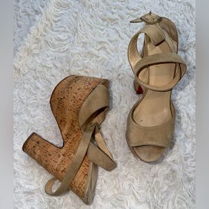Christian Louboutin cork wedge heel sandals size 8
